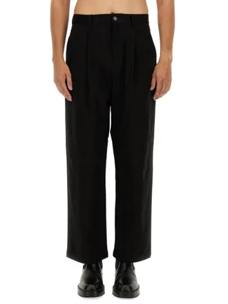 Moschino Black Solid Pleated Pants