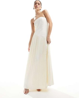 Six Stories Vestito lungo da sposa color avorio asimmetrico con vita scesa-Bianco