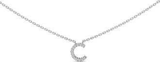 House of Brilliance 10K White Gold Diamond Accent A-Z Block Initial Pendant Necklace in White Gold | C at Nordstrom