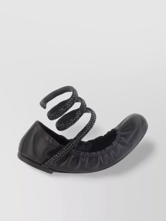 Rene Caovilla leather satin cleo ballerina flats