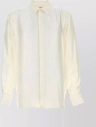 Saint Laurent embroidered satin shirt with cuffed lightweight long sleeves
