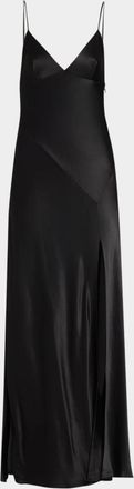 Alberta Ferretti Sleeveless Satin Slit Maxi Dress