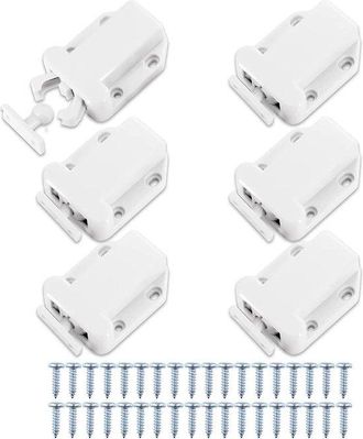 No Brand 6 Pestillos De Apertura Por Presi&oacute;n Con Liberaci&oacute;n T&aacute;ctil Para Puertas De Armarios De Cocina (blancos) Con Tornillos