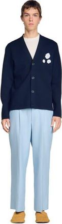 Sandro Cardigan with floral pattern in Midnight Blue at Nordstrom, Size Xx-Large