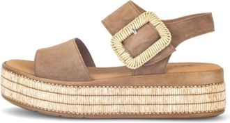 Gabor Plateau Sandal - Dames - Sleehakken - Bruin - 41 EU - Su&egrave;de - Schoenen