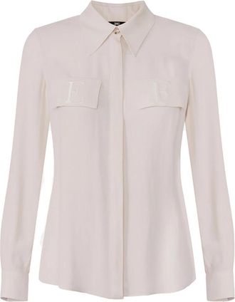 Elisabetta Franchi Viscose Shirt - Dames - Overhemden - Wit - L - Overhemden