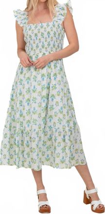 Blu Pepper Floral Tile Midi Dress In Blue