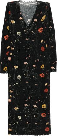 R13 Cappotto a fiori - Nero