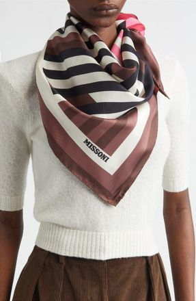 Missoni Zigzag Print Silk Square Scarf in 0002 Brown Multi at Nordstrom