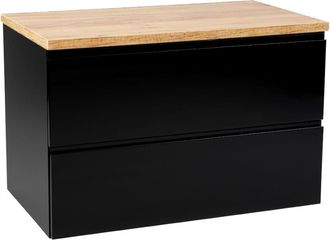 OEM Mueble De Ba&ntilde;o De 80x50 Cm, Negro Brillante, Suspendido, Con Encimera Modus
