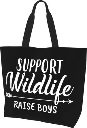 AOOEDM Support Wildlife Raise Boys Ladies Canvas Tote Reusable Shopping Bag