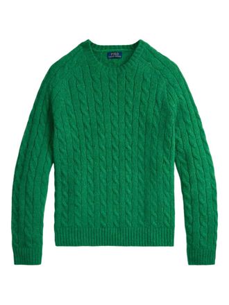 Polo Ralph Lauren cable-knit elbow-patch sweater - men - Wool/Alpaca Wool/Recycled Nylon - L - Green
