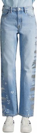 Kancan Straight Leg Jeans With Pattern In Blue