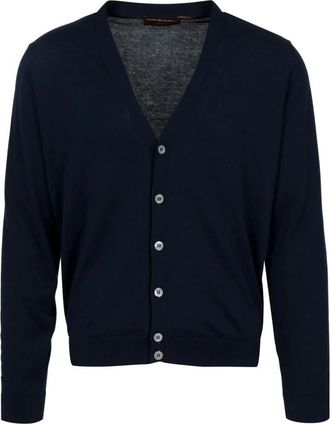 FILIPPO DE LAURENTIIS V-hals Cardigan - Heren - Vesten - Blauw - L - Katoen - Truien & Vesten