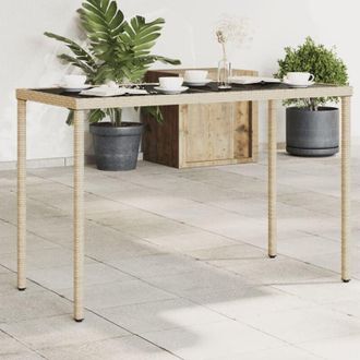 vidaXL Tavolo da Giardino con Piano Vetro Beige 115x54x74cm Polyrattan - Vidaxl
