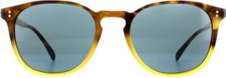 Oliver Peoples Round Vintage Brown Tortoise Gradient Indigo Photochromic Finley Esq 5298SU Sunglasses