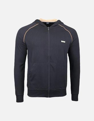 HUGO BOSS Mens BOSS Lightweight loungewear Full-Zip Hoodie, Black - Size: 38