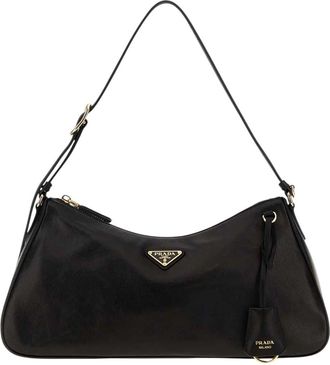 Prada Black Logo Large Shoulder Bag