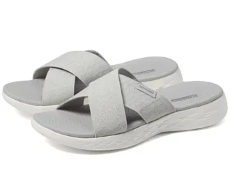 Skechers ON-THE-GO 600 Enchanted Sandals Womens Gray Slip On Slide HTAT1616