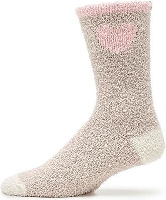 Barefoot Dreams Cozychic (r) Color Block Heart Womens Socks Sock Stone, Polyester