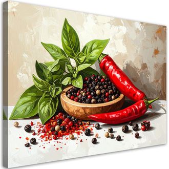 Feeby Cuadro En Lienzo, Chiles, Especias Y Hierbas, 120x80