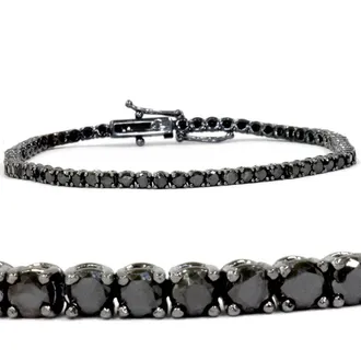 Pompeii3 4ct Black Diamond Tennis Bracelet 14K Black Gold 7