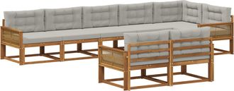 vidaXL Conjunto De Sof&aacute;s De Exterior 8 Uds. Natural Y Gris Claro Vidaxl