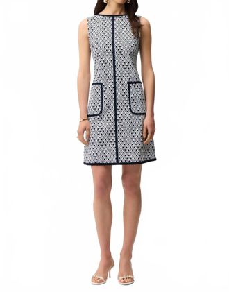 Joseph Ribkoff Millennium Geometic Print Shift Dress In Navy And White