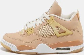 Air Jordan s Beige Durabuck Leather Jordan 4 Retro Shimmer Sneakers