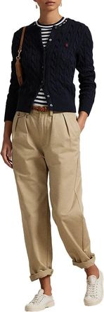 Ralph Lauren Cable-Knit Crewneck Cardigan - Navy