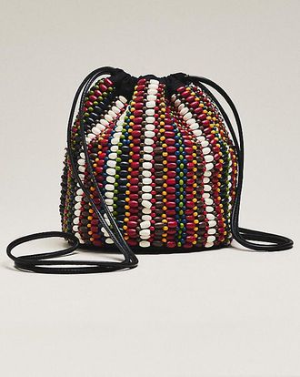 Anthropologie THE GREAT. Beaded Cinched Bucket Bag