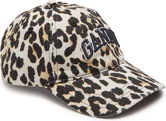 Ganni Logo-embroidered Leopard-print Canvas cap - One Size