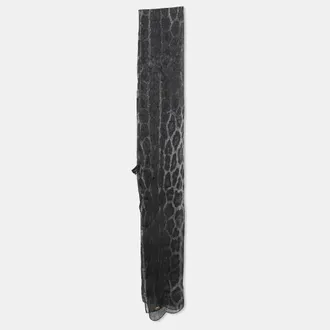 Roberto Cavalli Black Animal Print Silk Stole