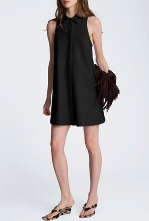 Kenneth Cole Sleeveless Faux Leather Trapeze Minidress in Black at Nordstrom, Size 12