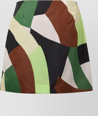 Plan C cotton printed pleated mini skirt