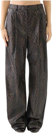 Just Cavalli Wijde broek met tijgerprint - Dames - Wijde Broeken - Bruin - XS - Broeken