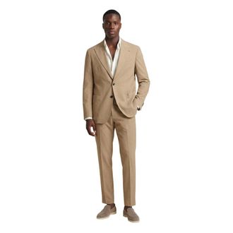 Mulish Single Breasted Suits, male, Beige, Size: 4XL Abs111R Suit