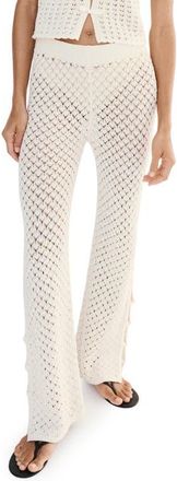 Mango Openwork Knit Pants in Ecru at Nordstrom, Size X-Large