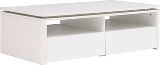 Vente-Unique Mesa de centro 2 cajones y 2 estantes con LEDs - Blanco - SYLPIA