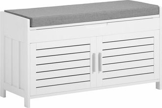 SoBuy Banco Zapatero Con 2 Puertas Banco De Almacenamianto Con Coj&iacute;n Acolchado De Asiento 90 X 30 X 46 Cm Fsr102-w Sobuy Es