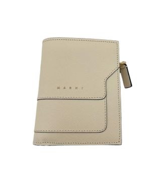 Marni Womens Leather Bifold Wallet In Beige
