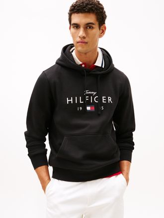 Tommy Hilfiger Hoodie TOMMY HILFIGER BRAND LOVE BIG HILFIGER, Herren, Gr. XXL, schwarz, Sweatware, Obermaterial: 77% Baumwolle, 23% Polyester, regular fit normal, Ri