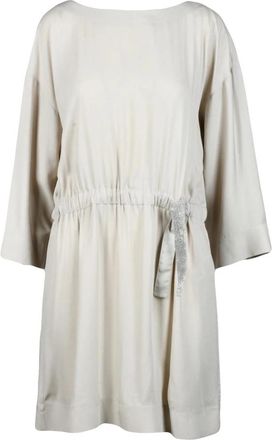 Fabiana Filippi Lichtgewicht Jurk met Trekkoord in de Taille - Dames - Korte kleedjes - Beige - S - Kleedjes