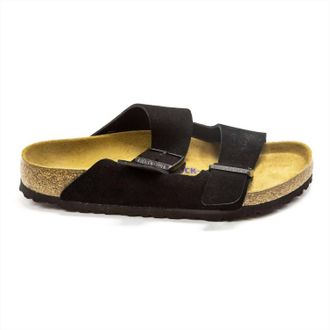 Birkenstock Mens Arizona Soft Footbed Sandals In Black Suede