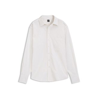 BOSS Relaxed-fit blouse in striped cotton poplin