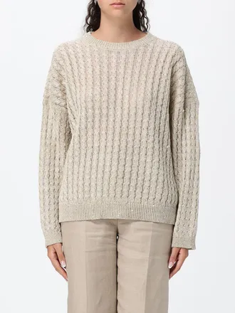 Brunello Cucinelli Maglia Dazzling Cable traforata in lino con scollo a girocollo