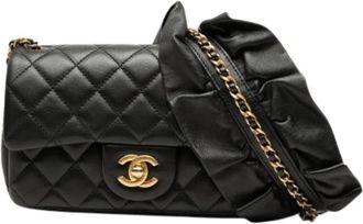 Chanel Pre-owned Quilted Lambskin Crossbody Bag - Dames - Vintage Schoudertas - Zwart - ONE Size - Leer - Vintage