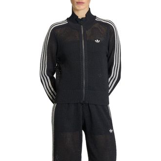 adidas Originals Open Knit Track Jacket in Black at Nordstrom, Size Large