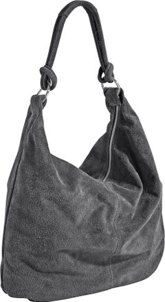 Heine Beuteltasche HEINE, Damen, Gr. B/H/T: 39cm x 49cm x 2cm, grau, Leder, unifarben, Taschen Beuteltasche
