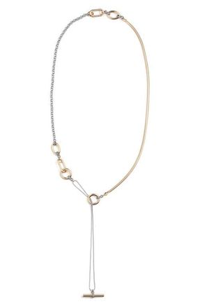 Demarson Benson Mixed Metal Y-Necklace in Gold/Gunmetal/Crystal at Nordstrom
